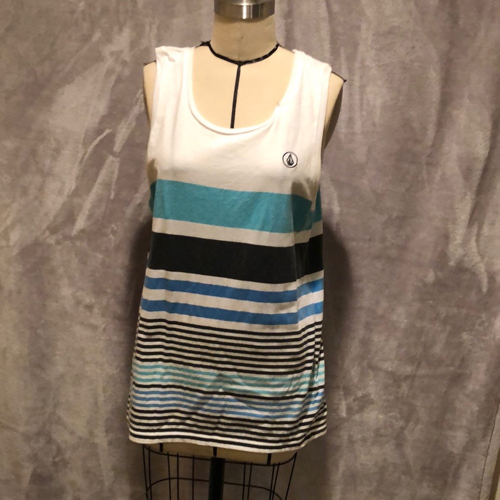 Men’s white and blue strip tank top